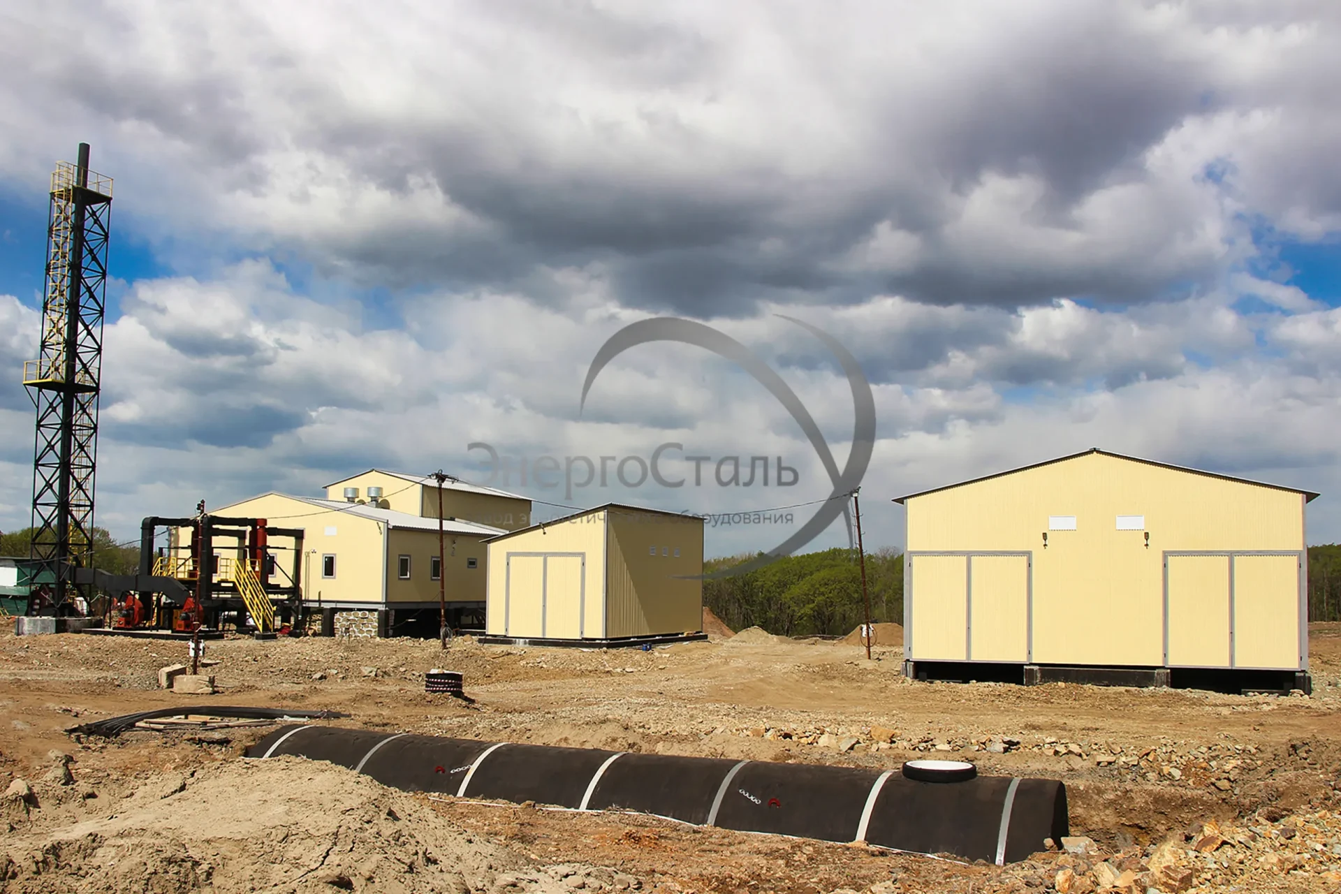 Модульная котельная МКУ-2,32 с котлами КВм-1,16 и складом угля в Приморском крае. ЭнергоСталь — качественные котельные установки